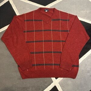 Dockers dark red striped v-neck sweater